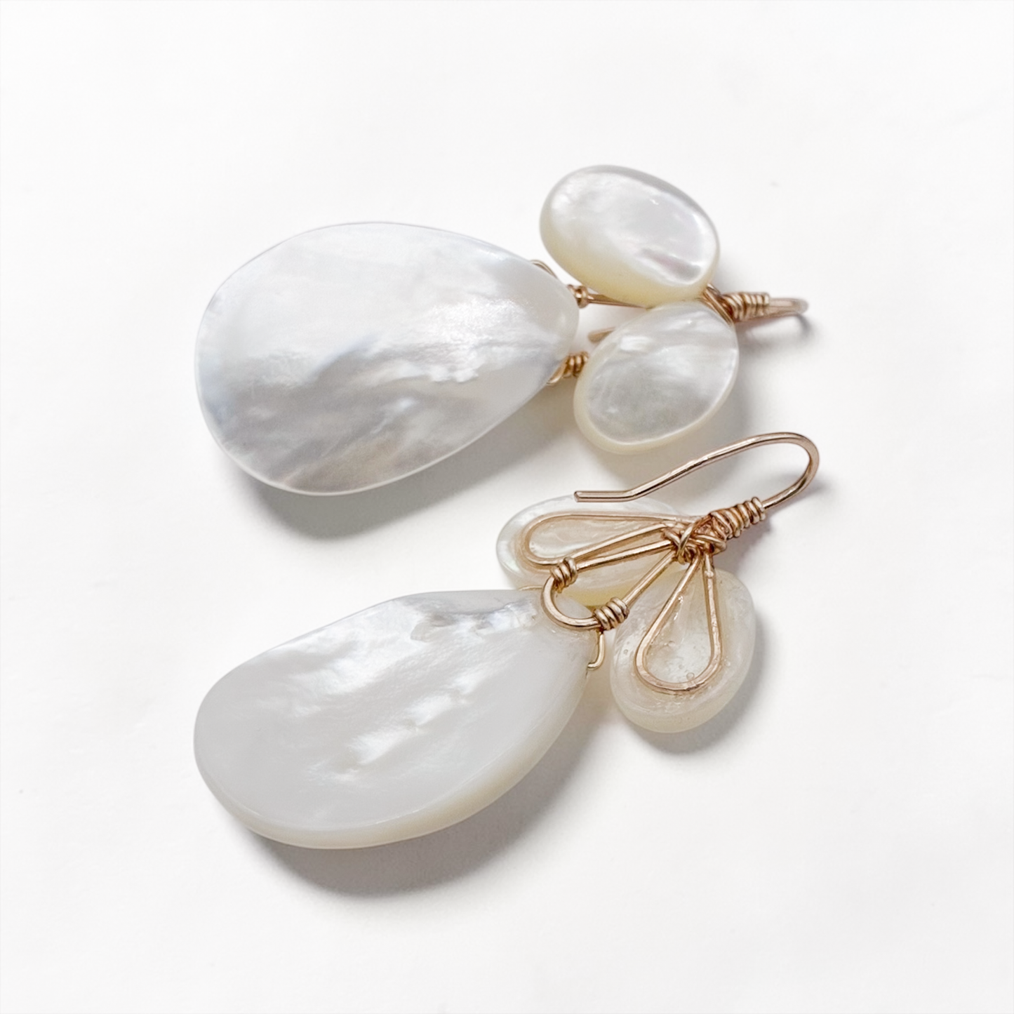 Boucles d'oreilles nacre MARJORIE — bijou mariée artisanal — Les Majestés