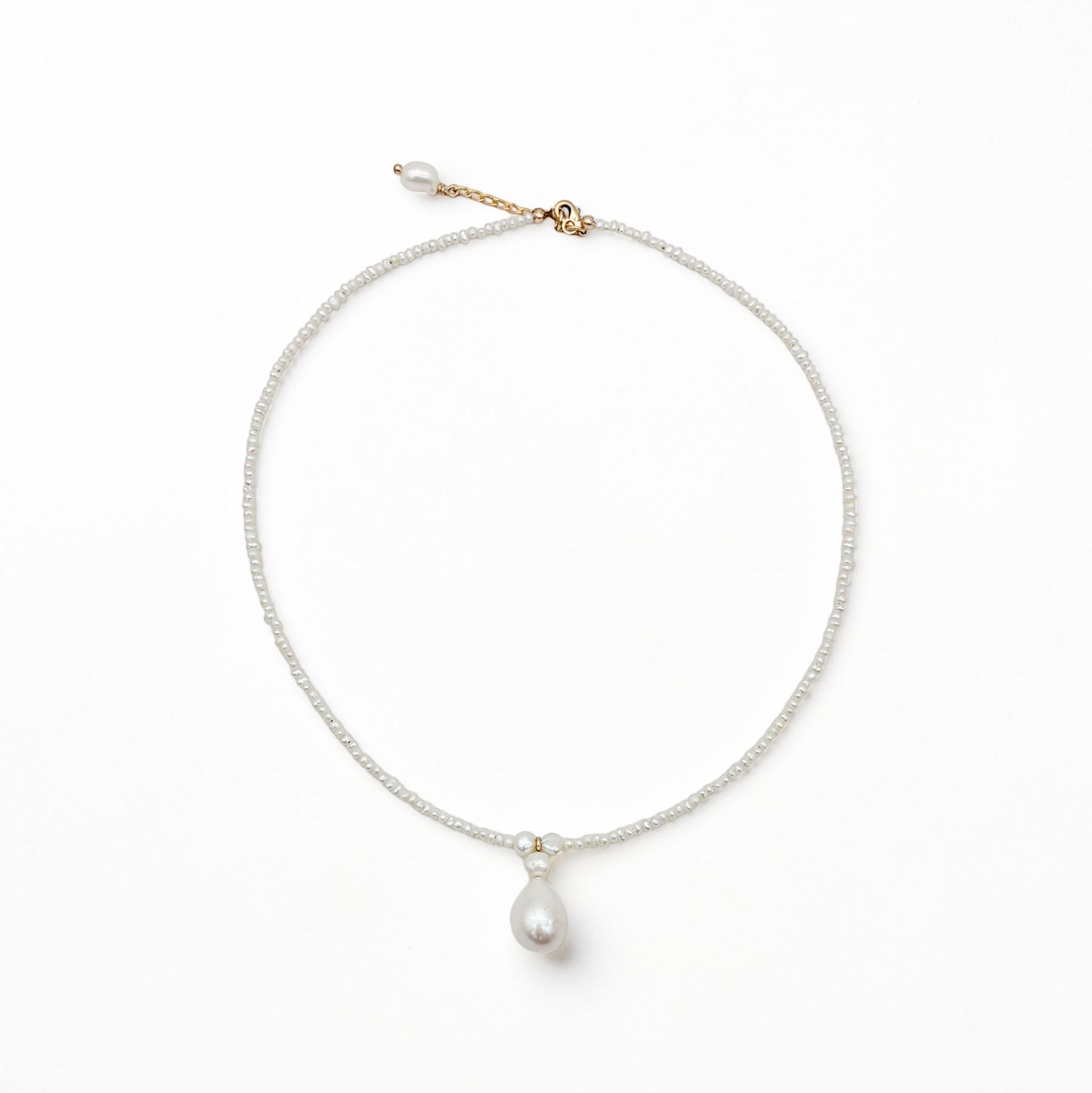 Collier perles d'eau douce et pendentif double perles LAURIANE — création mariage artisanale — Les Majestés