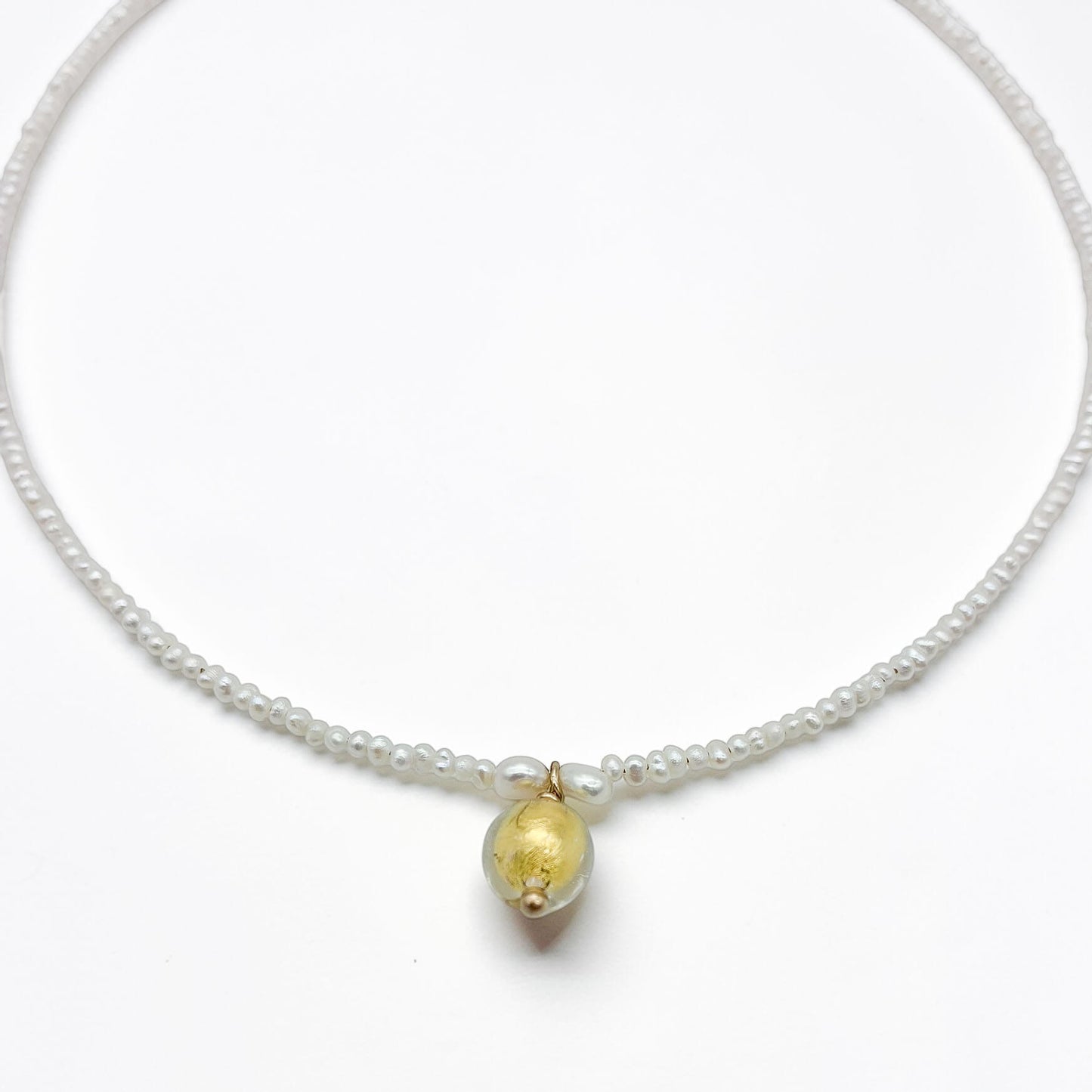 Collier perles d'eau douce et Murano NICOLE — bijou mariage artisanal — Les Majestés