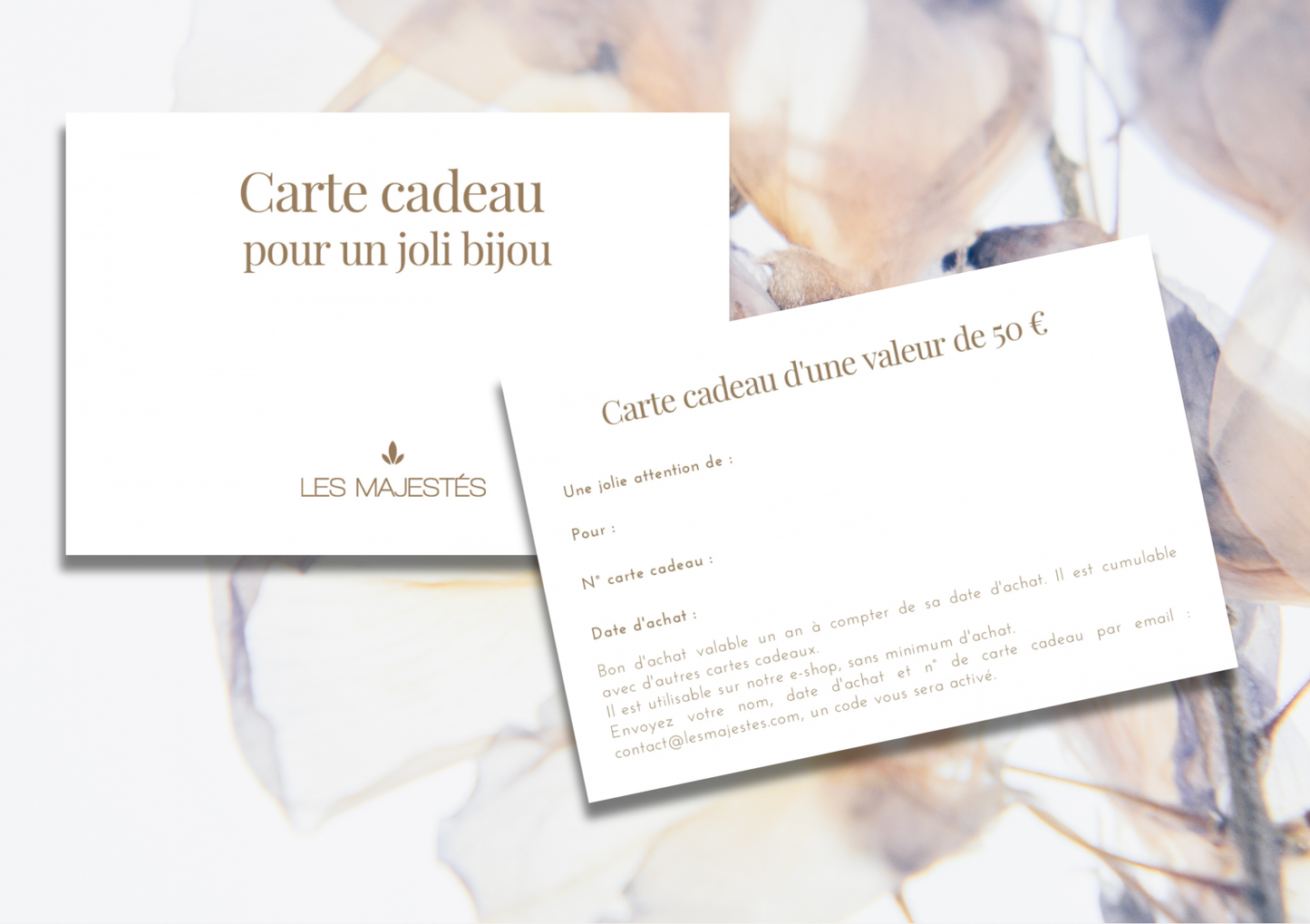 Carte cadeau — Accessoires de cheveux mariée et Bijoux Mariage Couture artisanal— Les Majestés