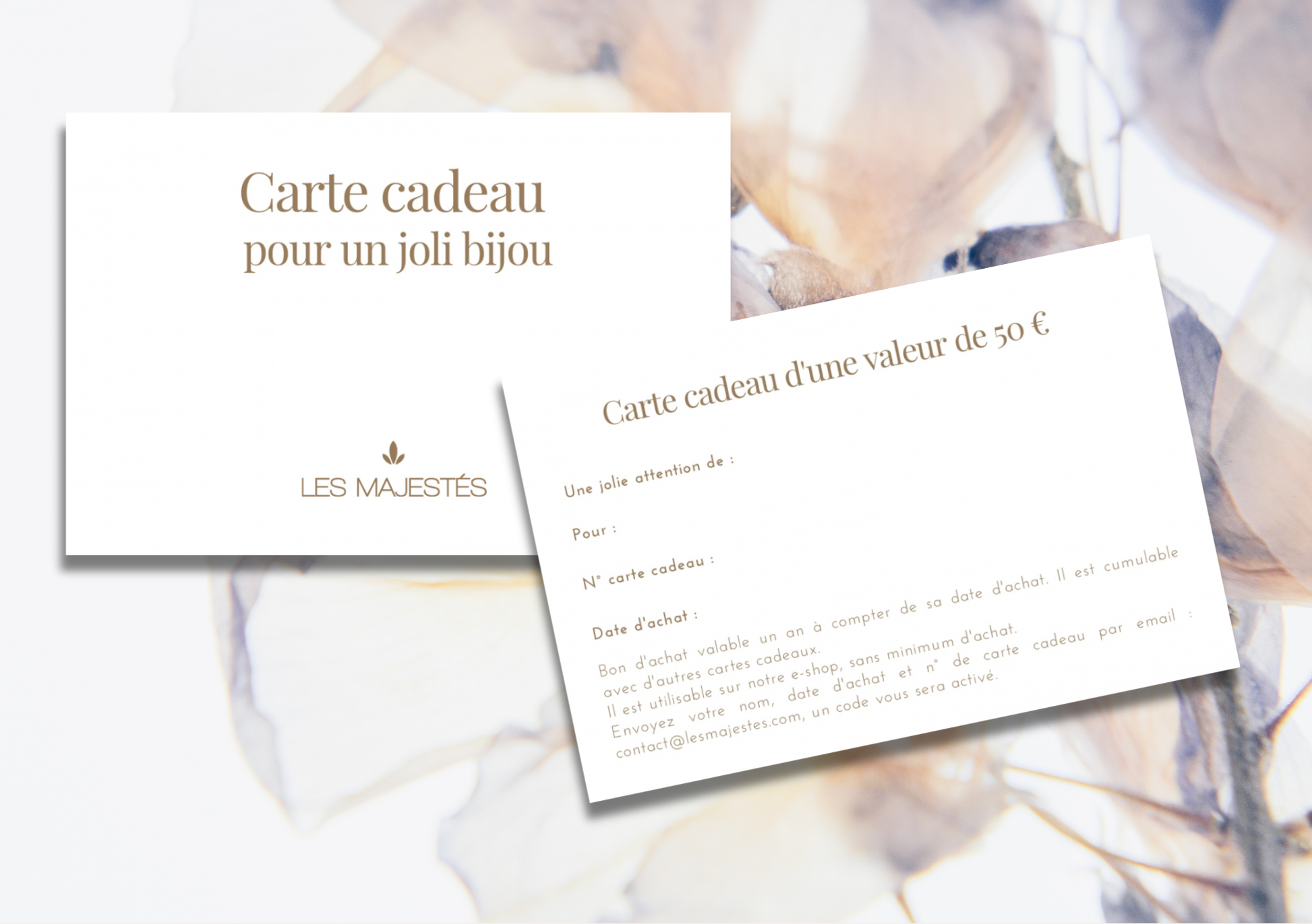 Carte cadeau — Accessoires de cheveux mariée et Bijoux Mariage Couture artisanal— Les Majestés