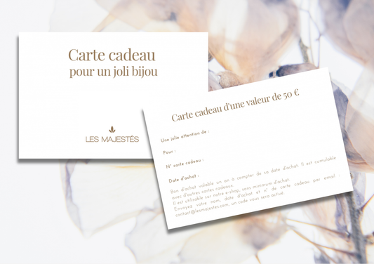 Carte cadeau — Accessoires de cheveux mariée et Bijoux Mariage Couture artisanal— Les Majestés
