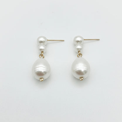 Boucles Oscar — Boucles d'oreilles perles baroques et gold filled — Bijou Mariage Couture artisanal — Les Majestés