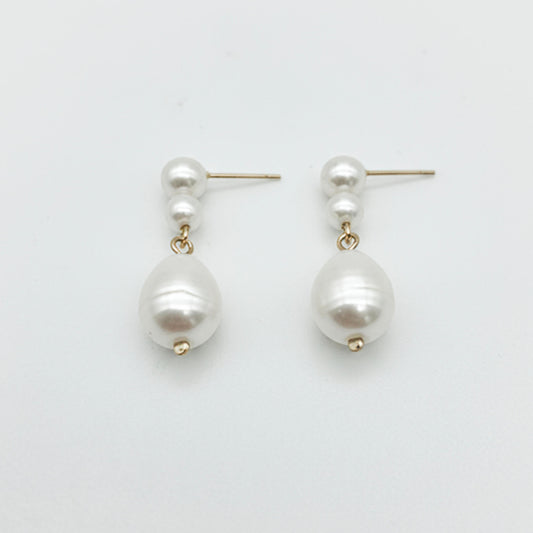 Boucles Oscar — Boucles d'oreilles perles baroques et gold filled — Bijou Mariage Couture artisanal — Les Majestés