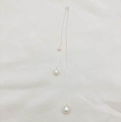 Chaine de dos FWP argent — Chaîne de dos perles d'eau douce baroques — Bijou mariage Couture artisanal — Les Majestés