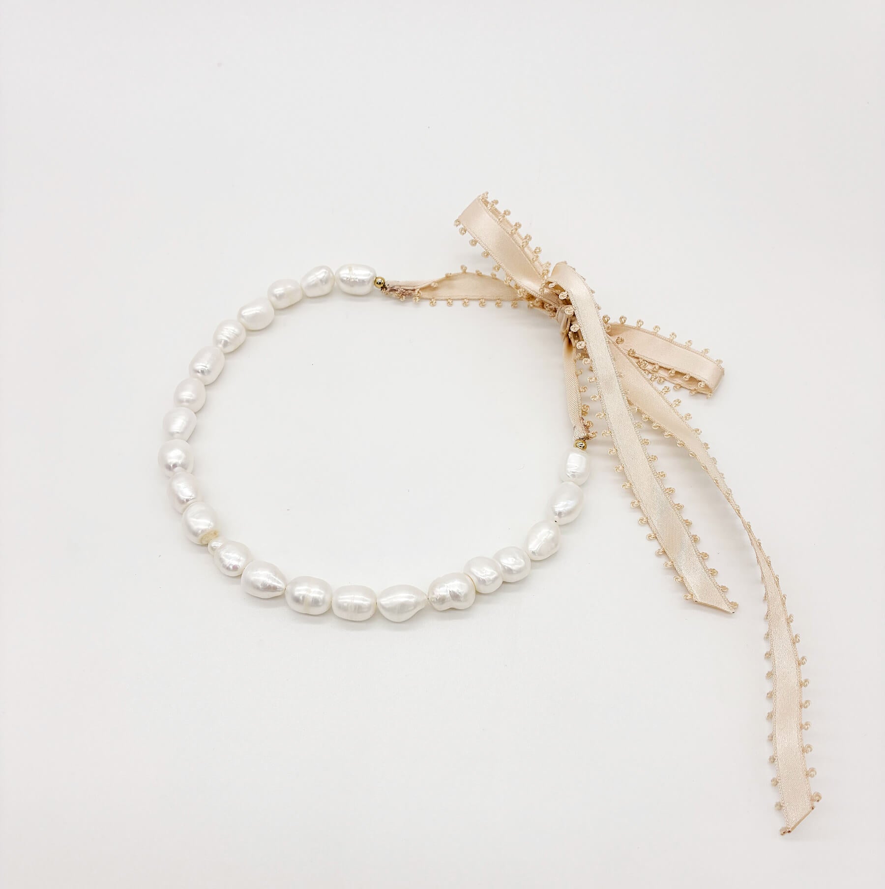 Collier choker Cassandre — Collier perles d'eau douce et ruban satin — bijou mariée artisanal — Les Majestés