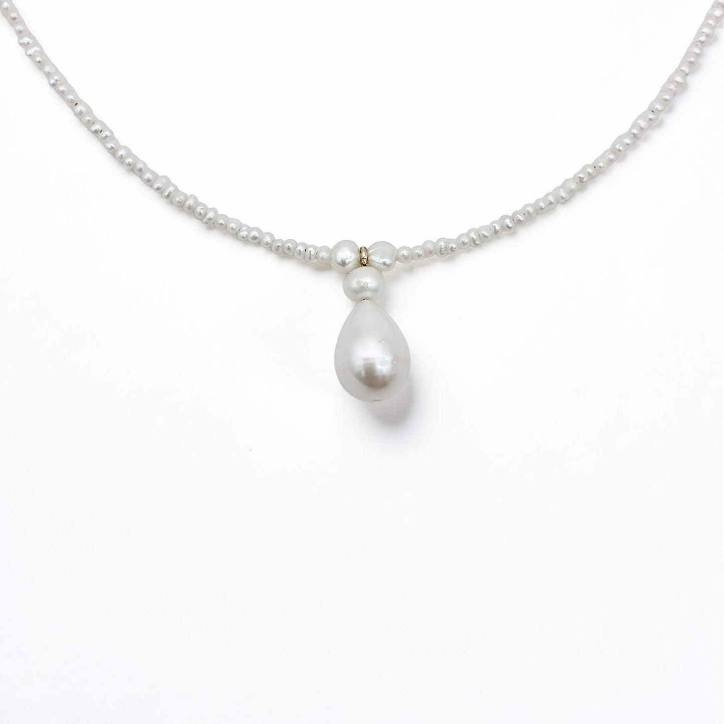 Collier perles d'eau douce et pendentif double perles LAURIANE — création mariage artisanale — Les Majestés