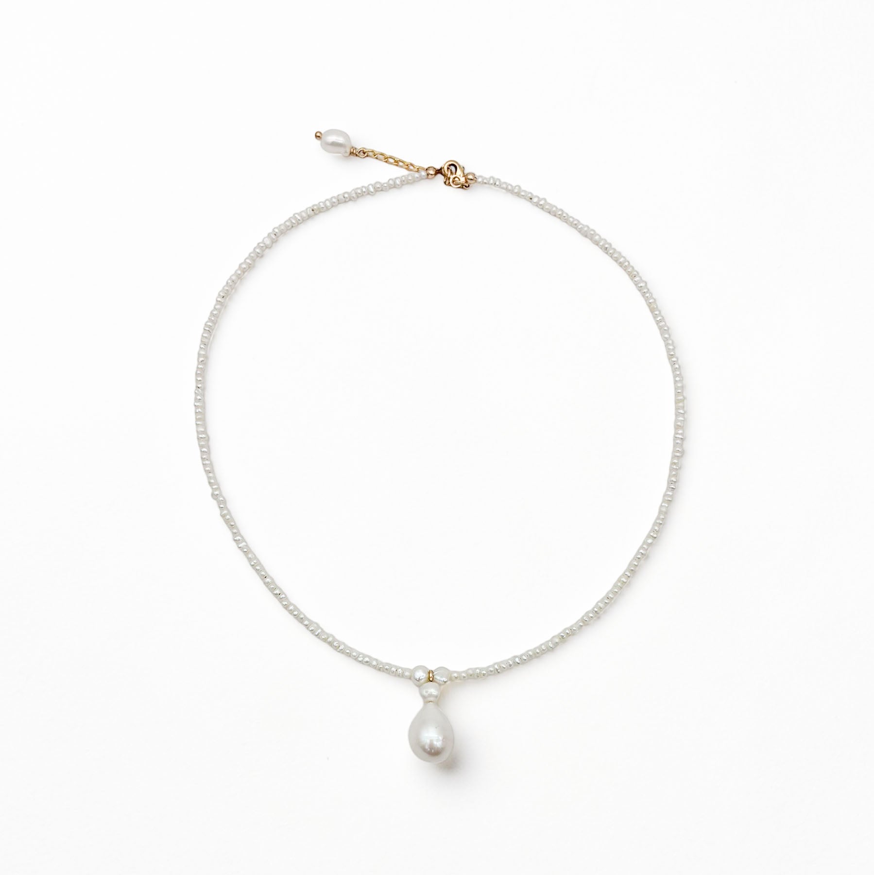 Collier perles d'eau douce et pendentif double perles LAURIANE — création mariage artisanale — Les Majestés