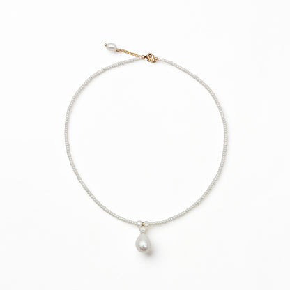 Collier perles d'eau douce et pendentif double perles LAURIANE — création mariage artisanale — Les Majestés