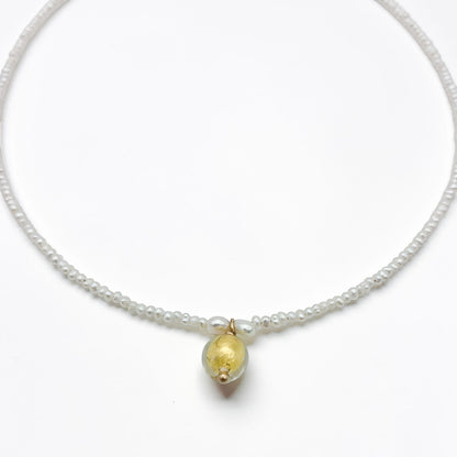 Collier perles d'eau douce et Murano NICOLE — bijou mariage artisanal — Les Majestés