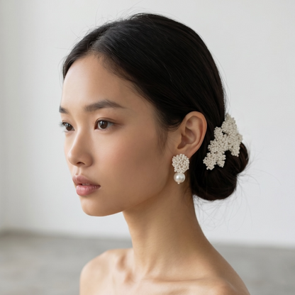 Accessoire de cheveux Océane mini — Peigne ornemental corail brodé — accessoire mariée artisanal — Les Majestés