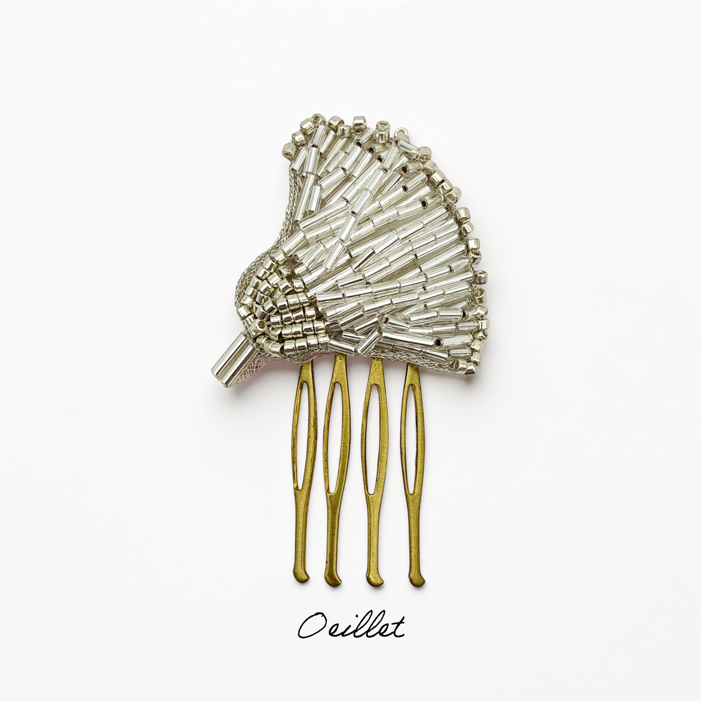 Peigne Shirley Oeillet — Peignes brodés perles MIYUKI — Accessoires cheveux Mariage couture artisanal — Les Majestés
