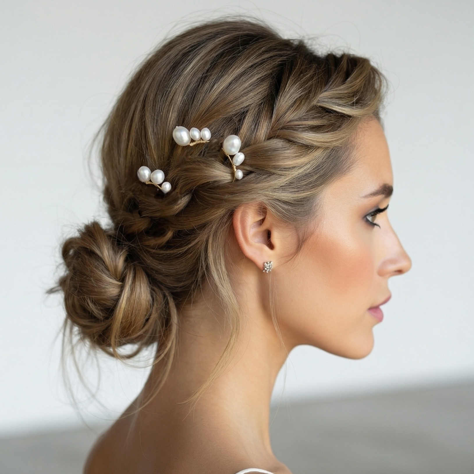 Grand Pic FWP — Grand pic à cheveux perles d'eau douce — accessoire de cheveux Mariage Couture artisanal — Vue portée — Les Majestés