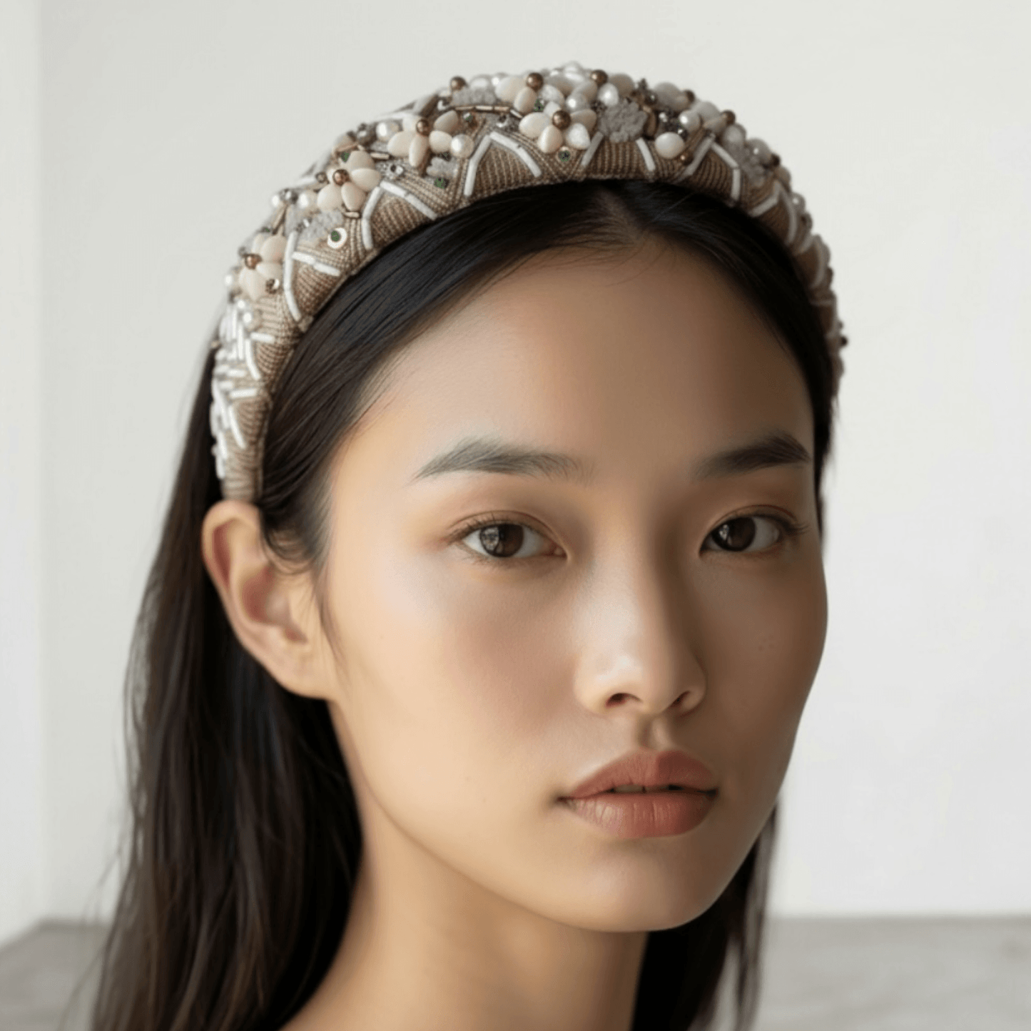 Serre-tête Carla- accessoire de cheveux mariée –Mariage- couture artisanal - Vue portée -  Les Majestés
