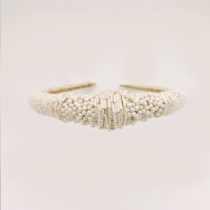 Serre-tête Manon — Serre-tête perles ivoire — Accessoire de cheveux mariée Couture artisanal — Les Majestés